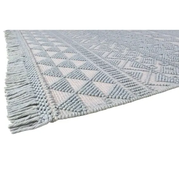 Macramé Rug with Tassels - Duck Egg, Wool