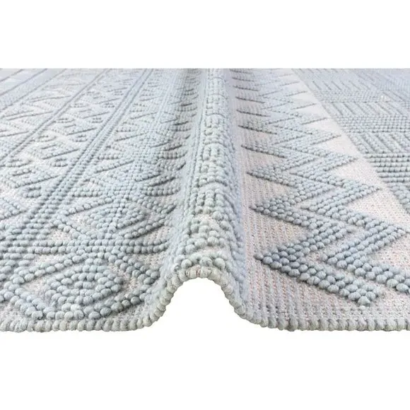 Macramé Rug with Tassels - Duck Egg, Wool