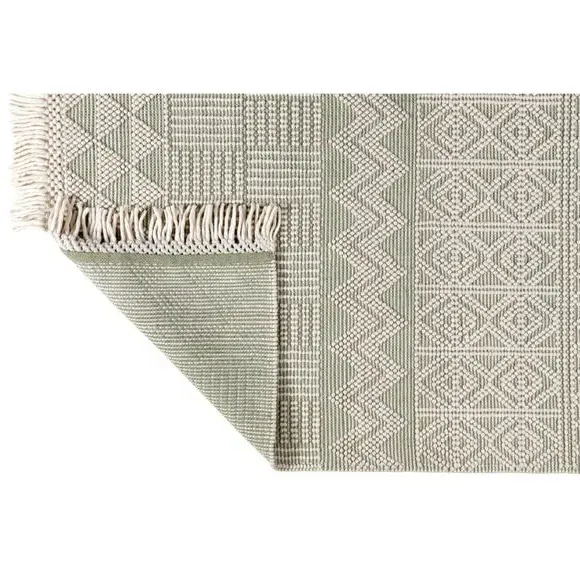Macramé Rug with Tassels - Mint, Wool