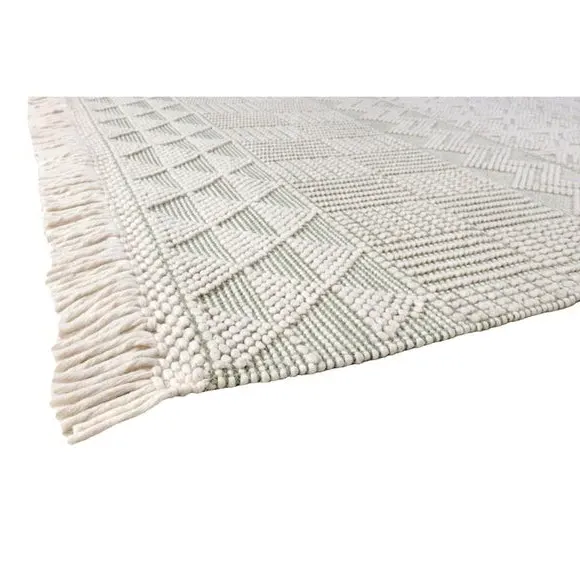 Macramé Rug with Tassels - Mint, Wool