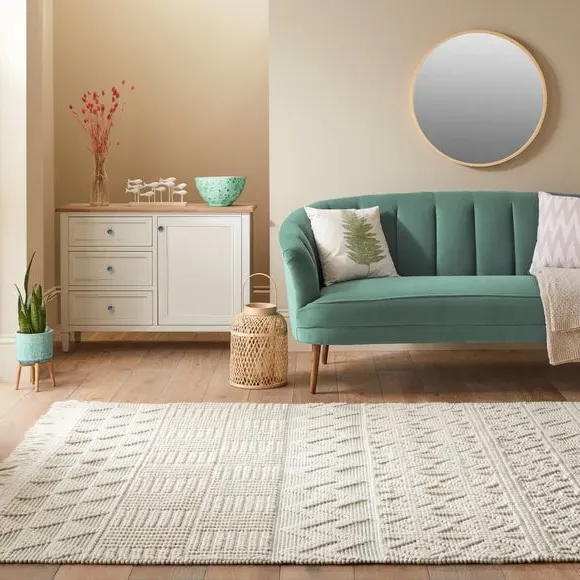 Macramé Rug with Tassels - Mint, Wool