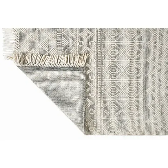 Macramé Rug with Tassels - Natural, Wool