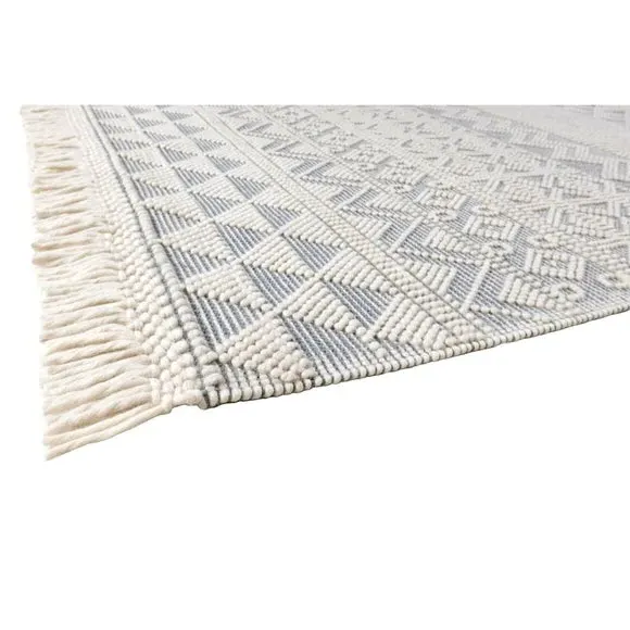 Macramé Rug with Tassels - Slate, Wool