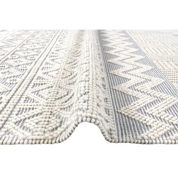 Macramé Rug with Tassels - Slate, Wool