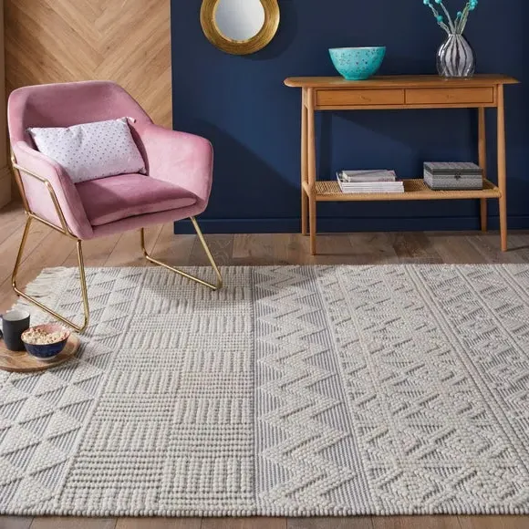 Macramé Rug with Tassels - Slate, Wool