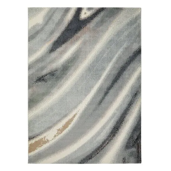 Plush Rug with Modern Print - Charcoal