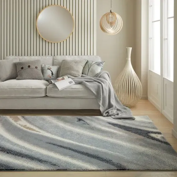 Plush Rug with Modern Print - Charcoal image