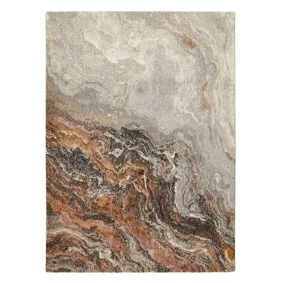 Plush Rug with Modern Print - Grey
