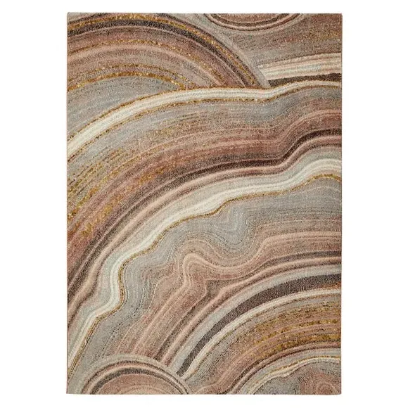 Plush Rug with Modern Print - Pink