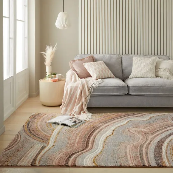 Plush Rug with Modern Print - Pink
