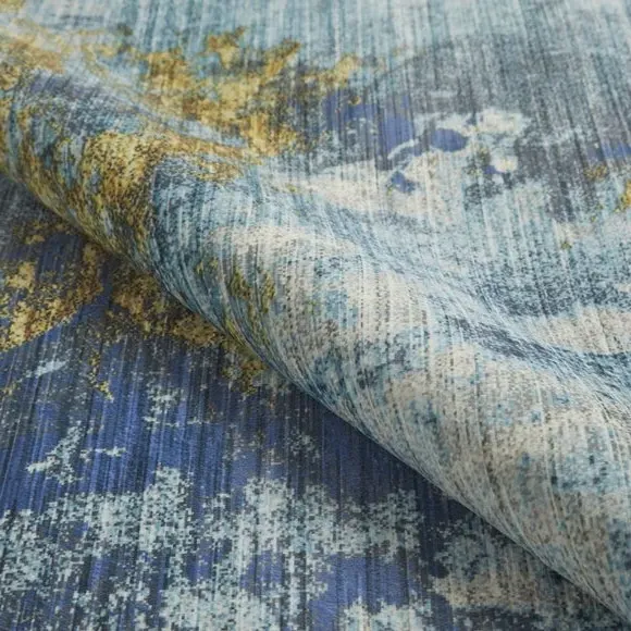 Washable Area Rug - Blue, Faux Rabbit Fur