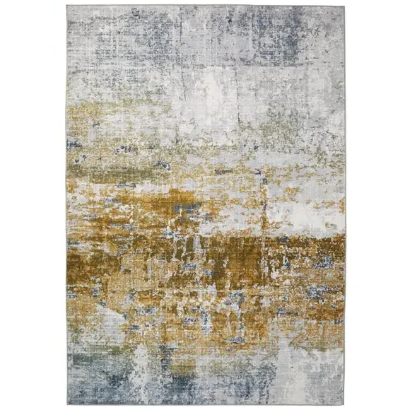 Washable Area Rug - Gold, Faux Rabbit Fur