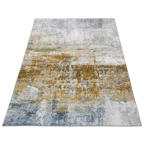 Washable Area Rug - Gold, Faux Rabbit Fur