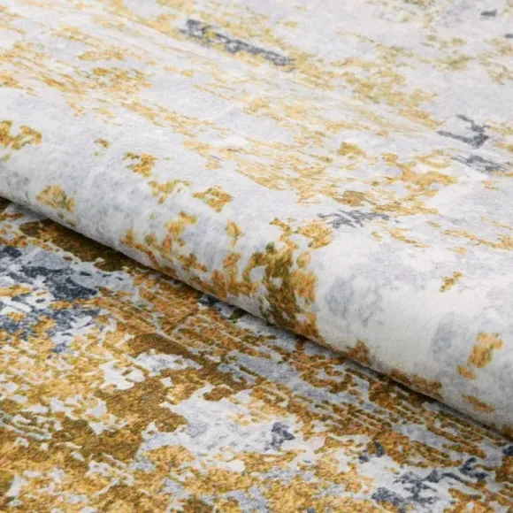 Washable Area Rug - Gold, Faux Rabbit Fur