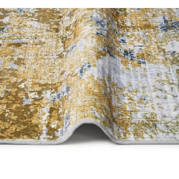 Washable Area Rug - Gold, Faux Rabbit Fur