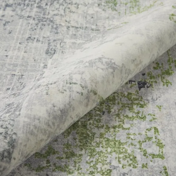 Washable Area Rug - Green, Faux Rabbit Fur