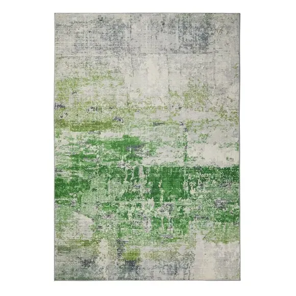 Washable Area Rug - Green, Faux Rabbit Fur