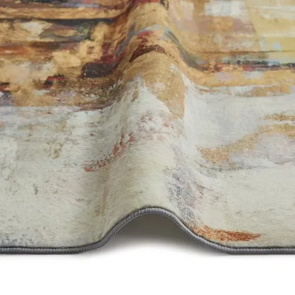 Washable Area Rug - Multicoloured, Faux Rabbit Fur