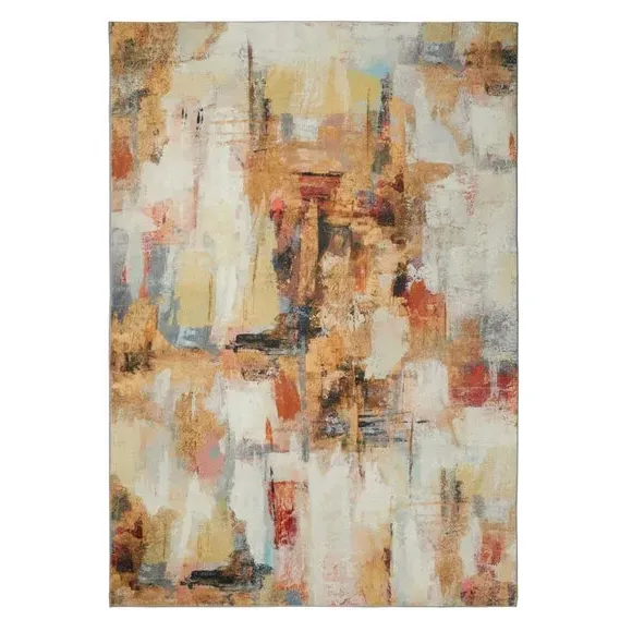Washable Area Rug - Multicoloured, Faux Rabbit Fur