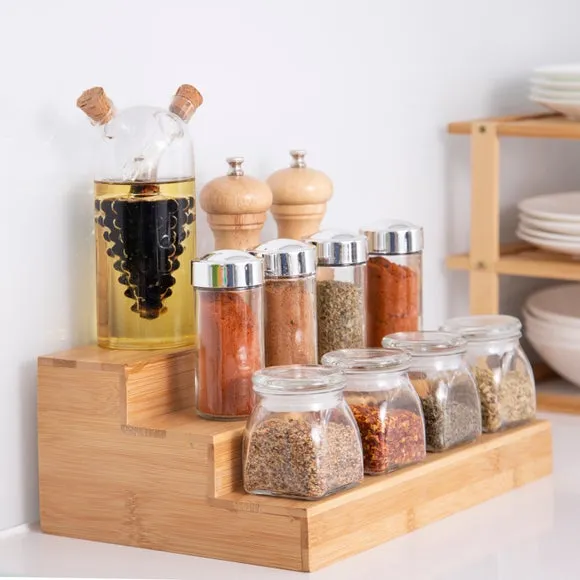 3-Tier Spice Rack Organiser - Brown, Bamboo