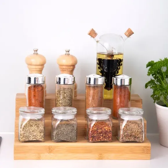 3-Tier Spice Rack Organiser - Brown, Bamboo