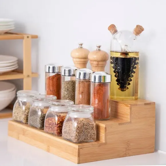 3-Tier Spice Rack Organiser - Brown, Bamboo image