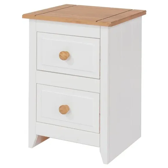 Small 2-Drawer Bedside Table - White, Pine image
