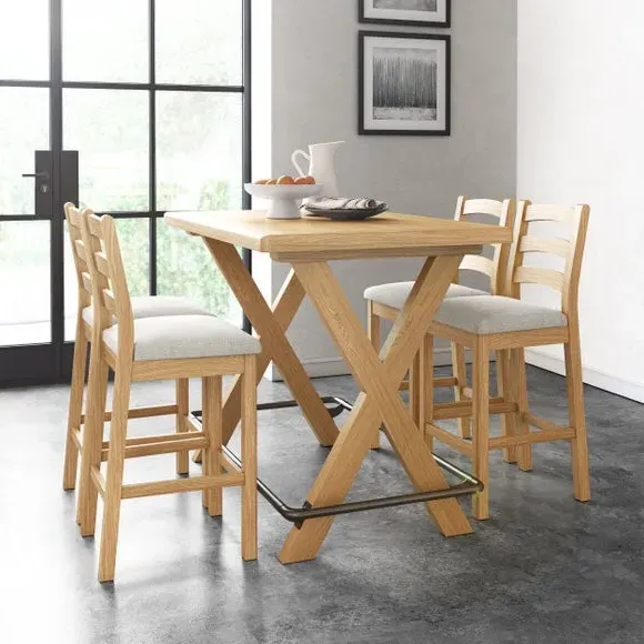 2-4 Seater Bar Table - Oak, Solid Wood image