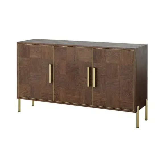 3-Door Sideboard with Geometric Design - Oak