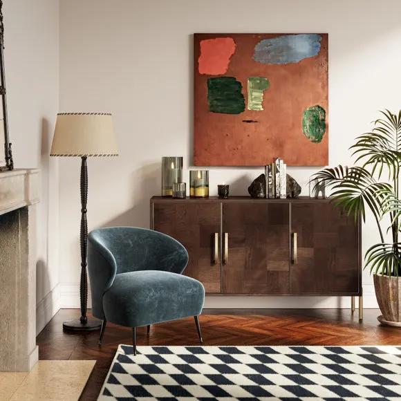 3-Door Sideboard with Geometric Design - Oak image