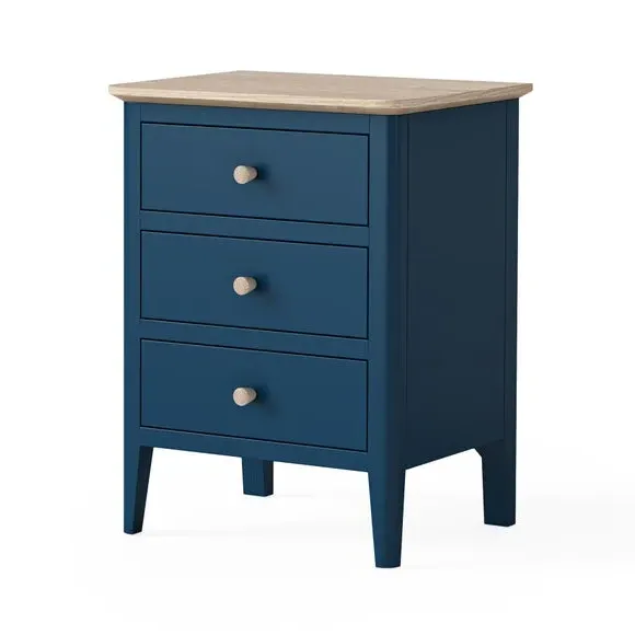 3-Drawer Bedside Table - Navy, Pine