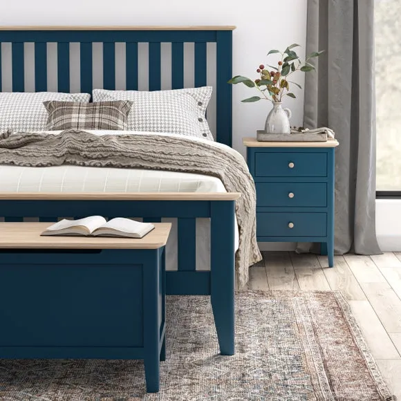 3-Drawer Bedside Table - Navy, Pine image
