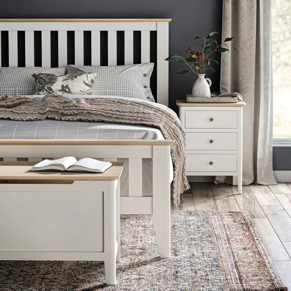 3-Drawer Bedside Table - White, Pine