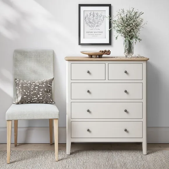 5-Drawer Chest with Storage - White, Pine