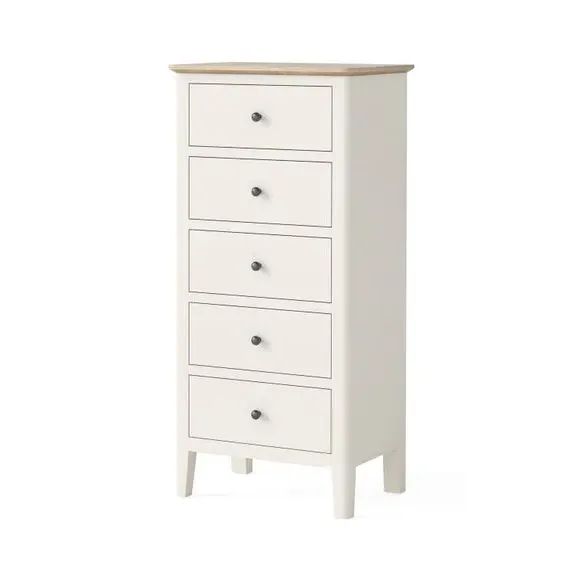5-Drawer Tallboy - White, Painted Pine