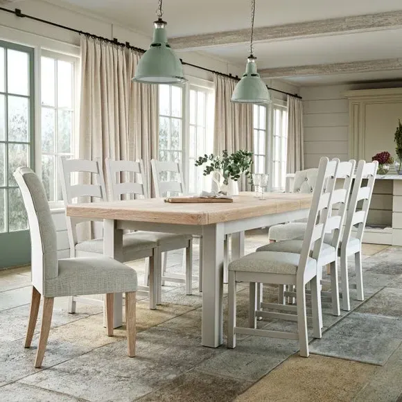 6-8 Seater Extendable Dining Table - Stone, Oak