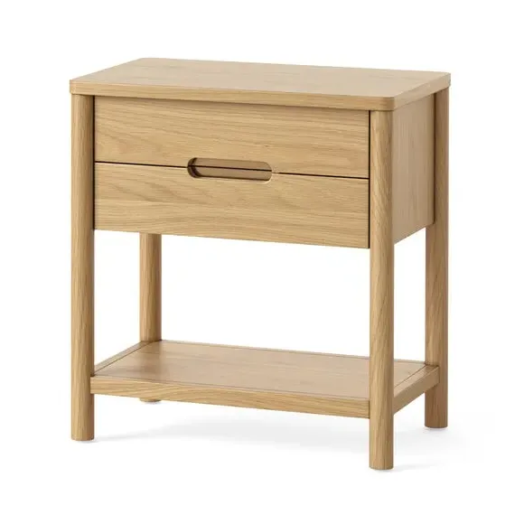 Bedside Table with Drawer - Oak, Wood