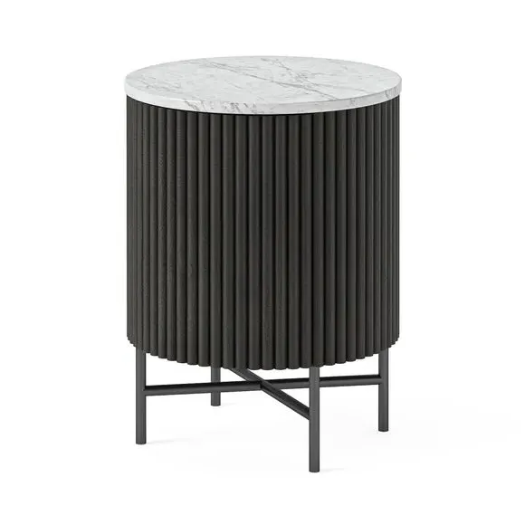 Bedside Table with Storage - Black, Mango Wood
