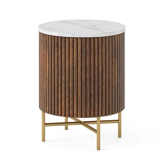 Bedside Table with Storage - Walnut, Mango Wood