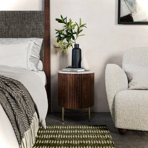 Bedside Table with Storage - Walnut, Mango Wood