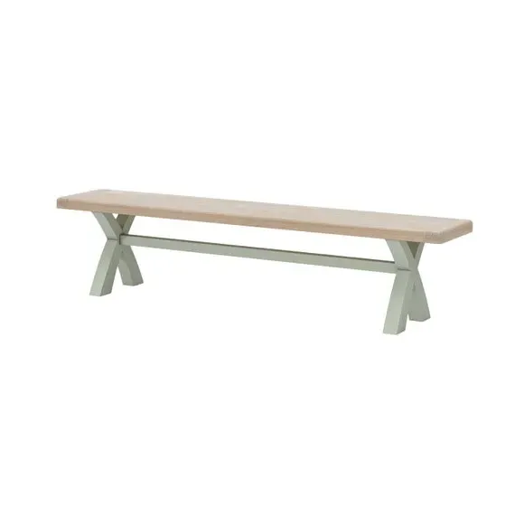 Cross Leg Dining Bench - Green, Pine
