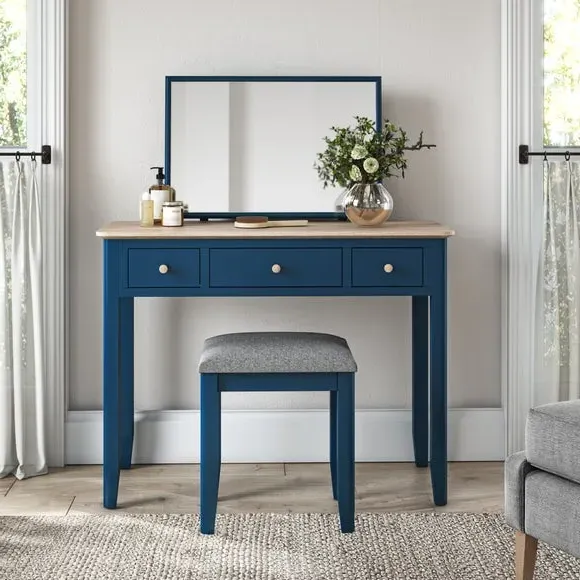 Dressing Table and Bench Set - Navy, Pine image