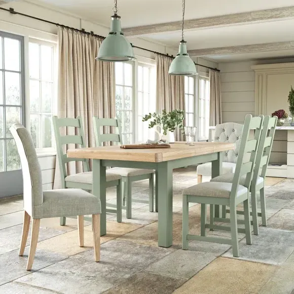 Extendable Dining Table - Green, Oak Effect image