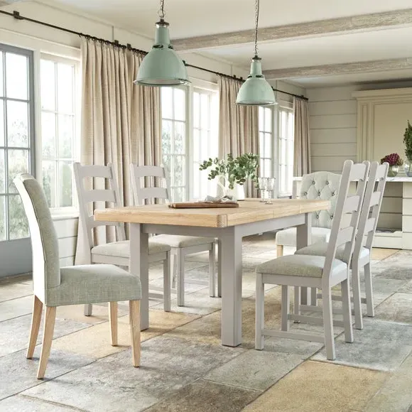 Extendable Dining Table - Stone, Oak Effect