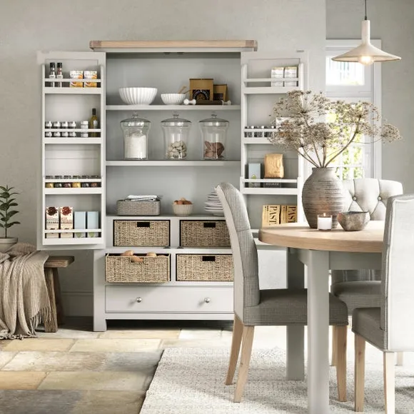 Larder Unit with Pull-Out Baskets - Stone, Oak
