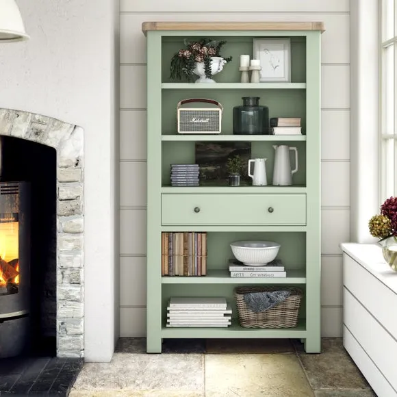 Large Bookcase with Drawer - Sage, Oak image