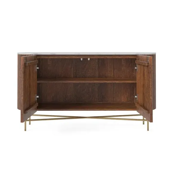 Large Sideboard with Marble Top - Walnut, Mango Wood