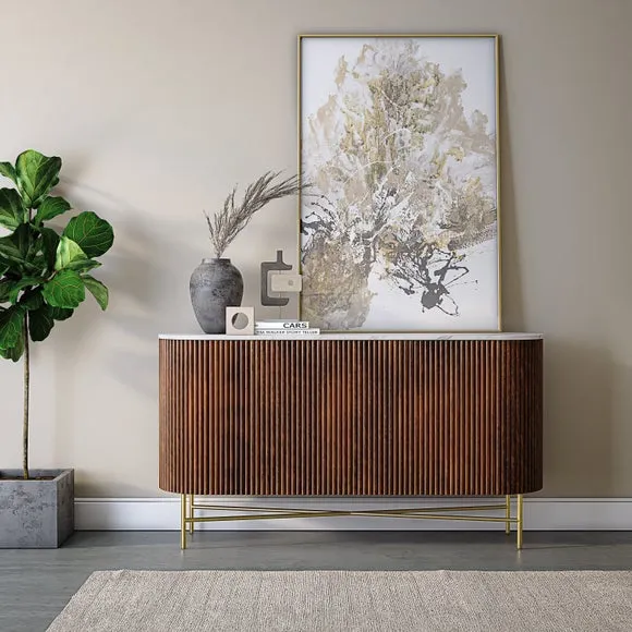 Large Sideboard with Marble Top - Walnut, Mango Wood image
