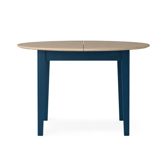 Round Extendable Dining Table - Navy, Oak Effect
