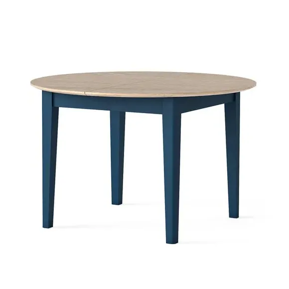 Round Extendable Dining Table - Navy, Oak Effect
